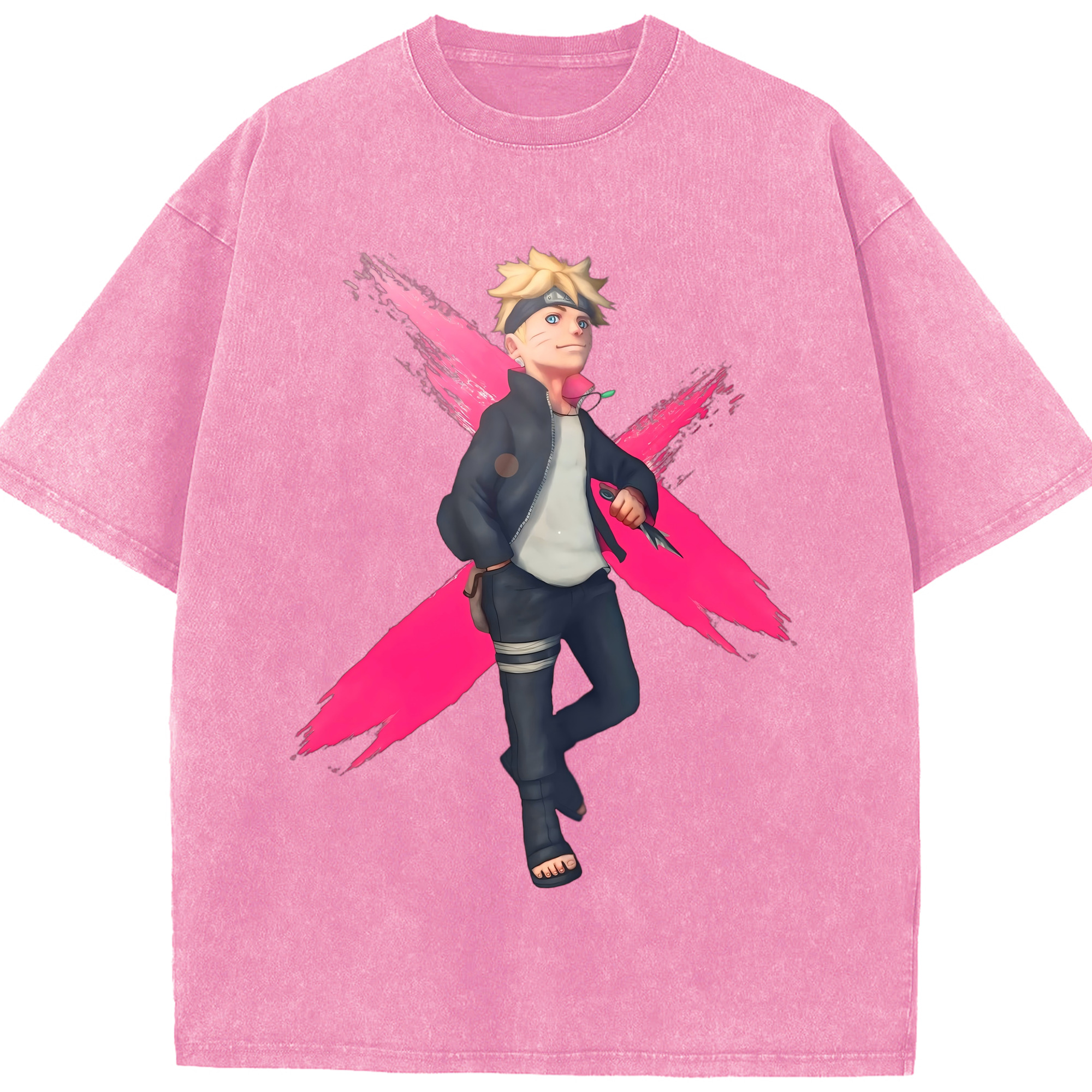 （画像用） NARUTO -ナルト- うずまき ボルト Uzumaki Boruto 綿100% ヴィンテージ風 半袖Tシャツ（フロントプリント）